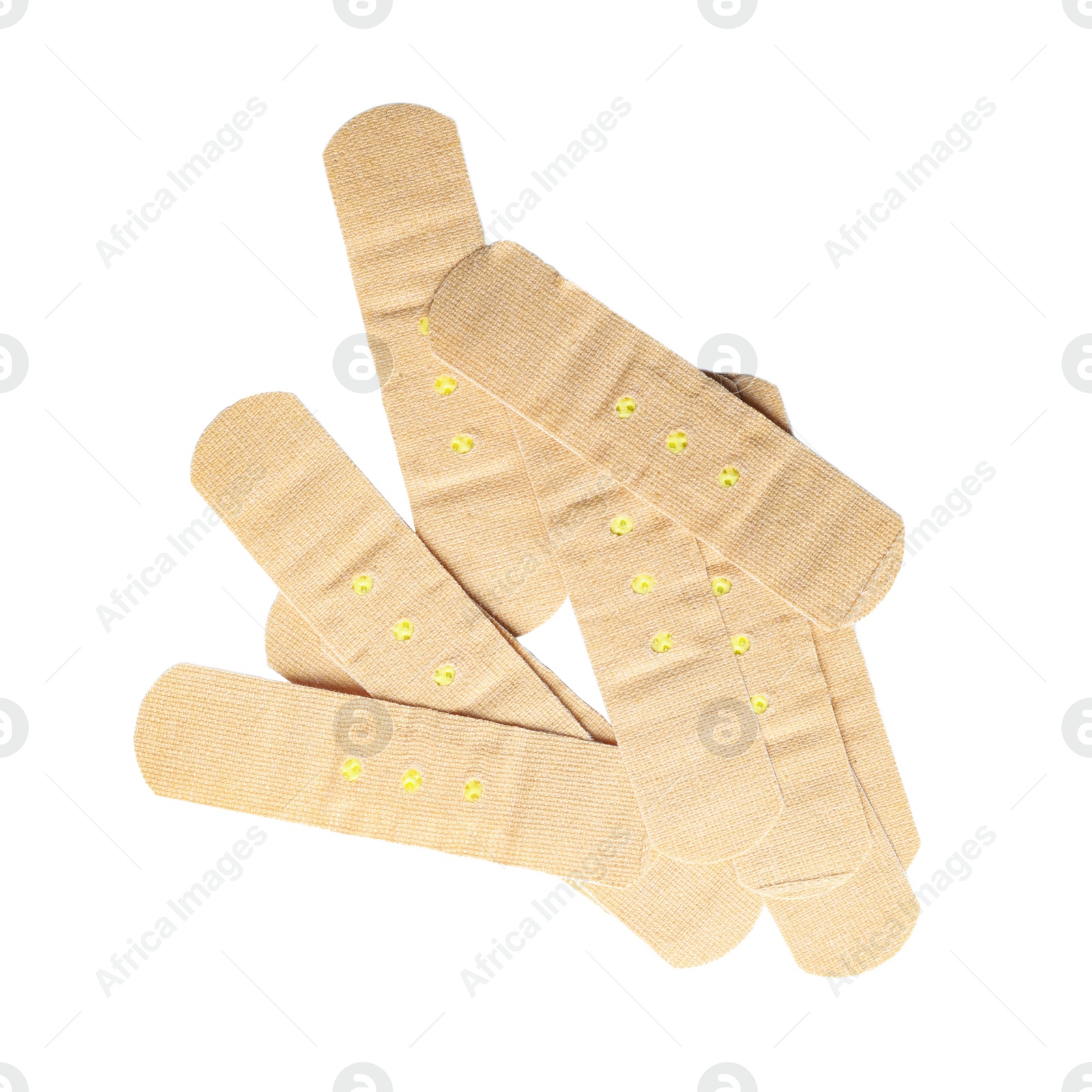 Medical sticking plasters isolated on white. First aid item Photo of Medical sticking plasters isolated on white. First aid item