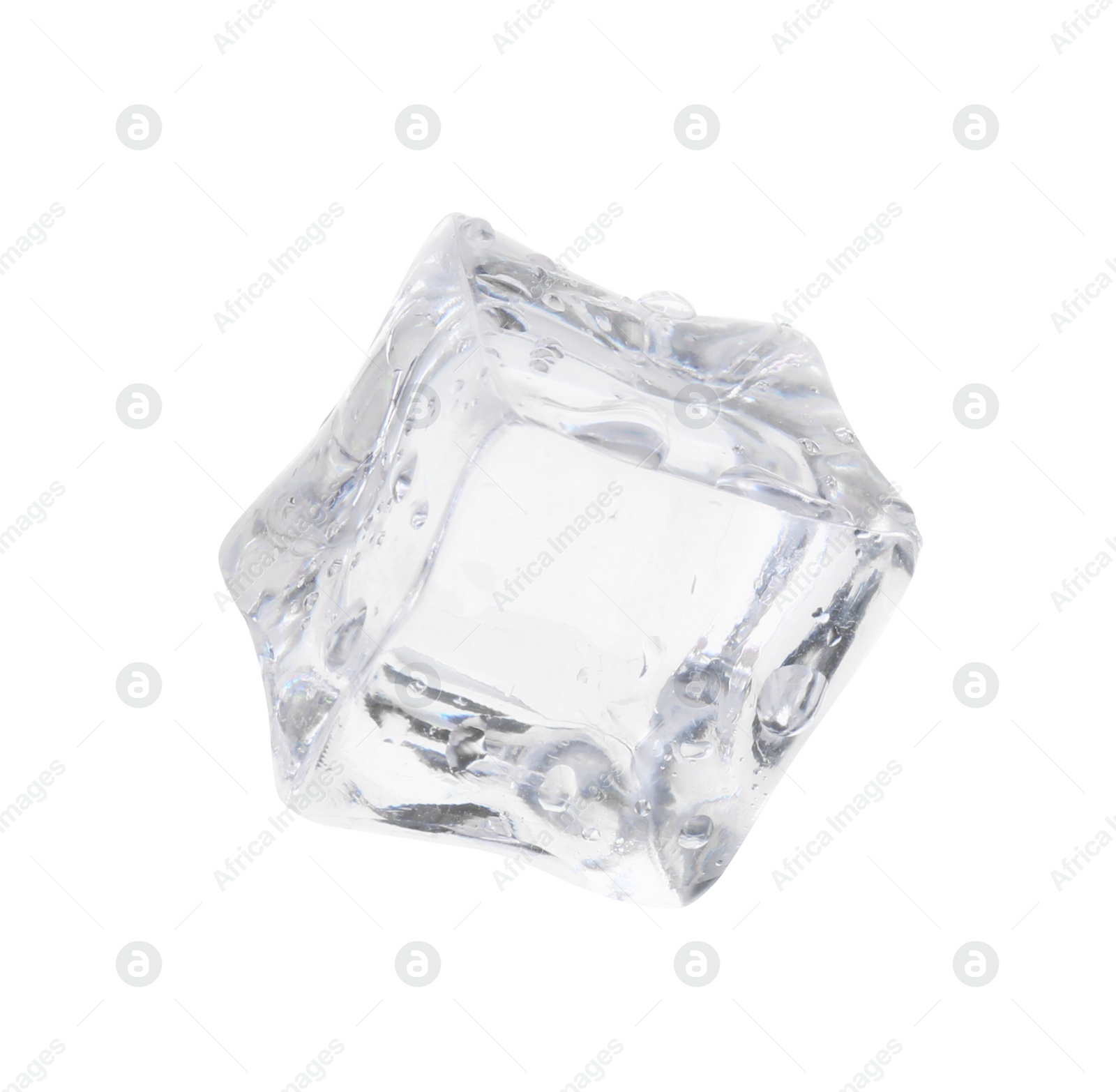 Photo of One crystal clear ice cube isolated on white