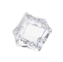 One crystal clear ice cube isolated on white