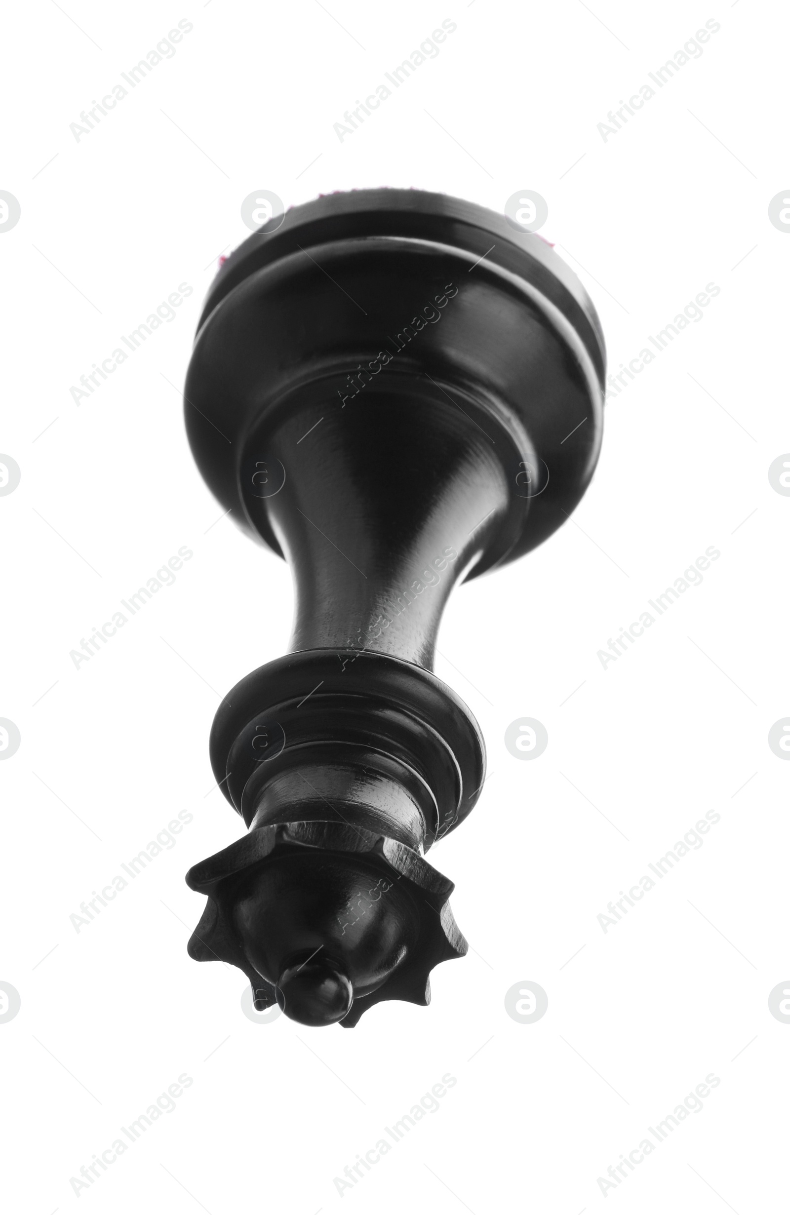 Photo of Black wooden chess queen isolated on white