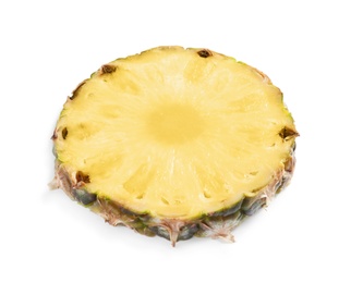 Slice of fresh pineapple on white background