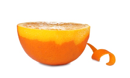 Fresh orange half on white background. Healthy fruit