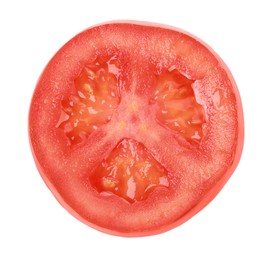 Slice of tomato for burger isolated on white, top view