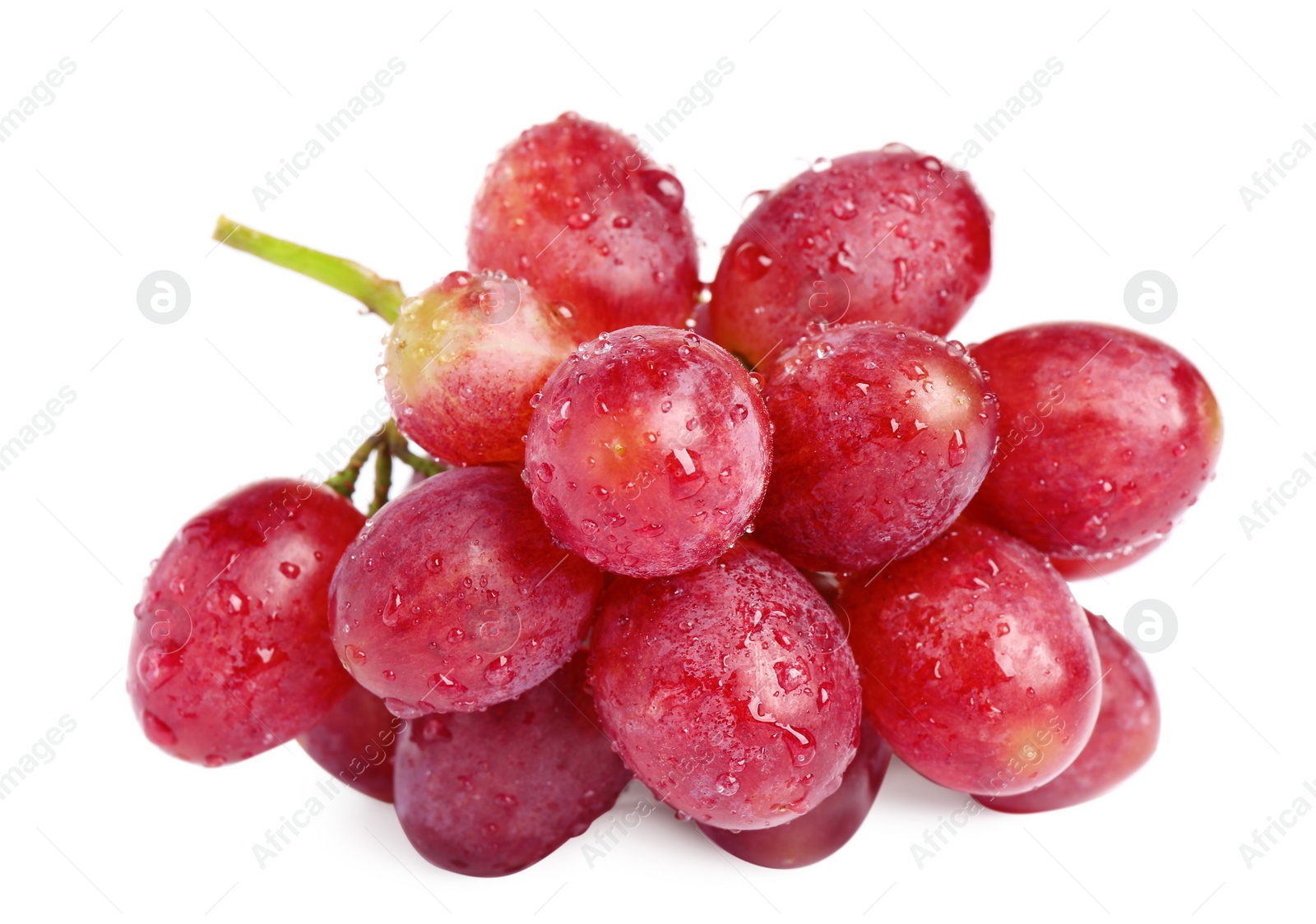 Photo of Fresh ripe juicy pink grapes isolated on white