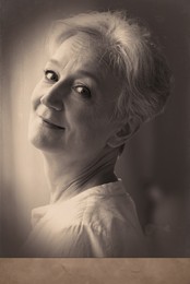 Old picture of beautiful mature woman. Portrait  for family tree