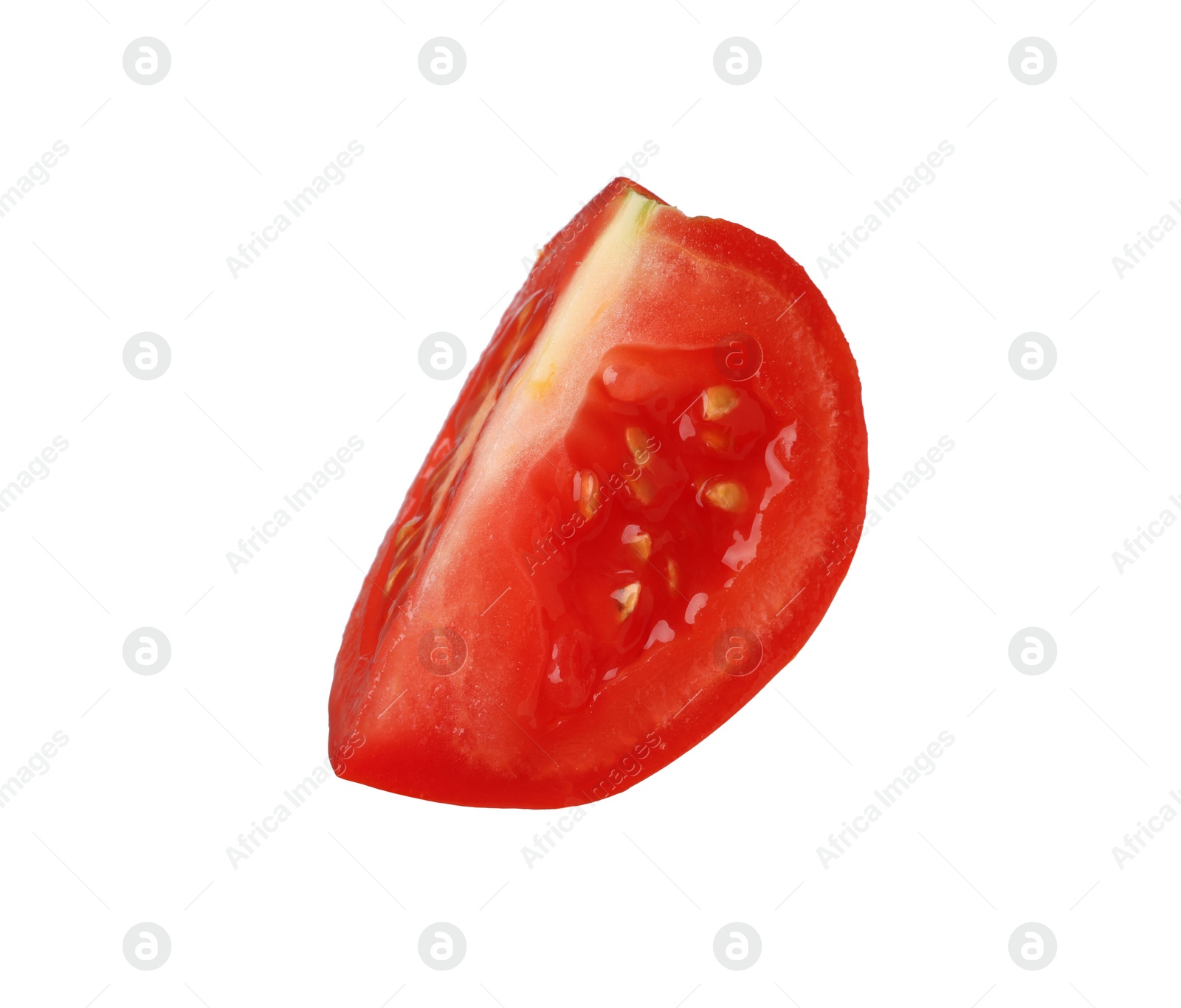 Photo of Slice of fresh ripe tomato isolated on white