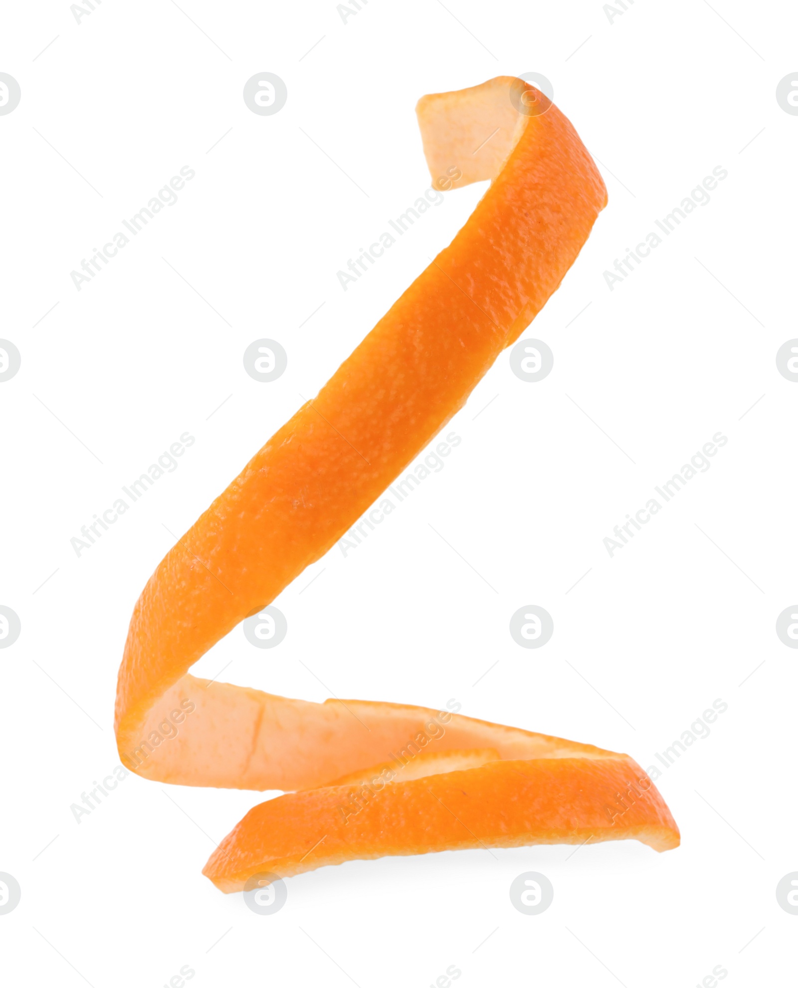 Photo of Fresh orange peel preparing for drying isolated on white