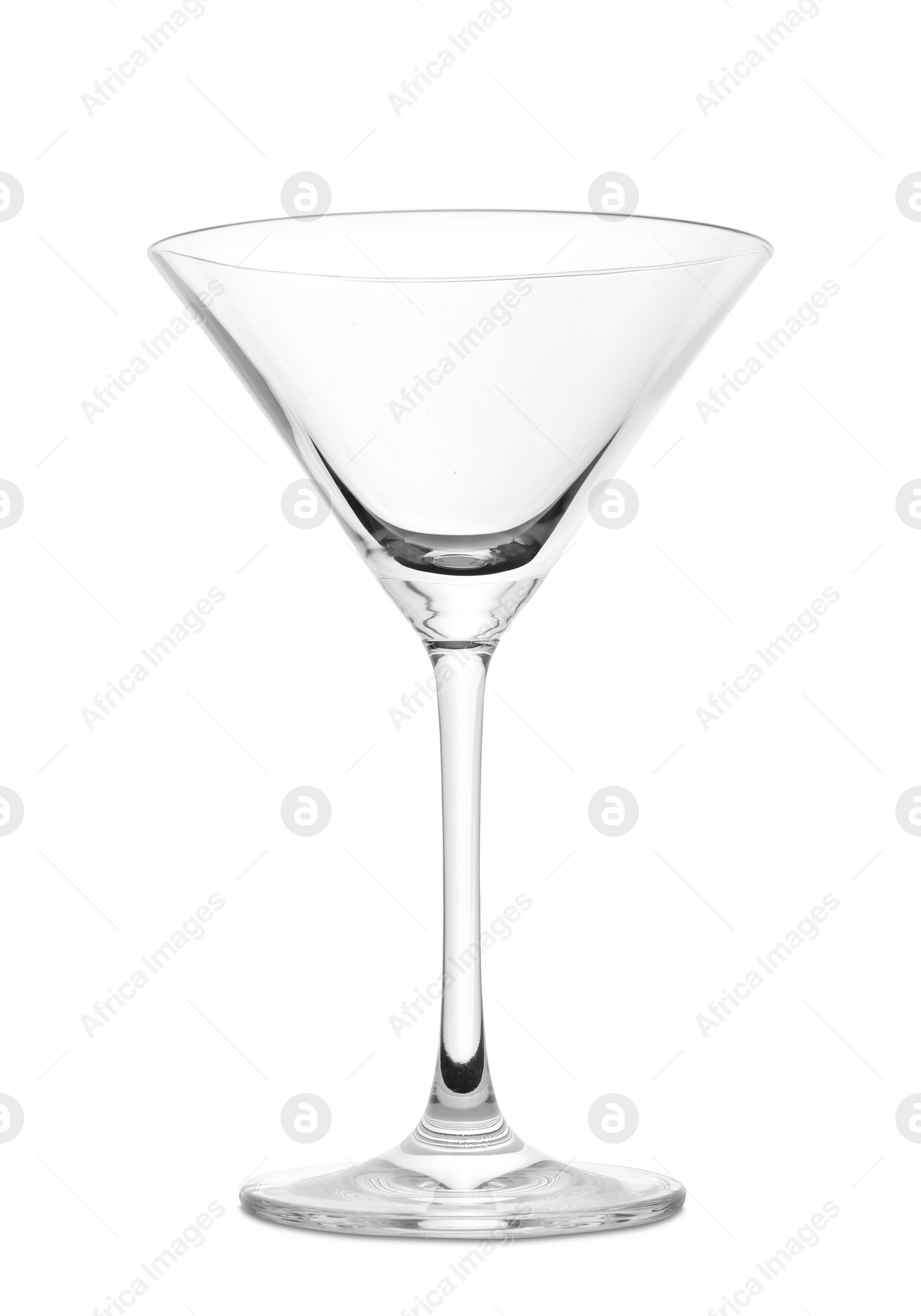 Photo of Empty crystal martini glass on white background