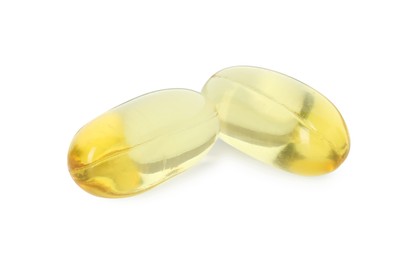 Vitamin capsules isolated on white. Health supplement