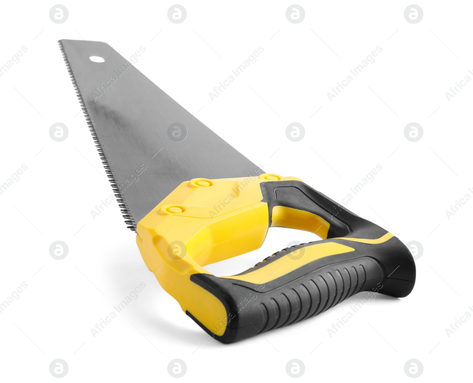 Photo of One saw with color hand isolated on white