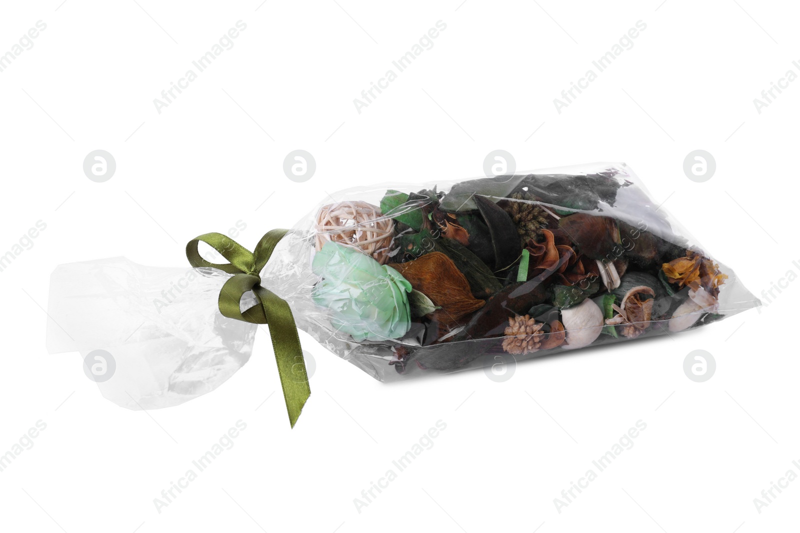 Photo of Scented sachet of potpourri isolated on white