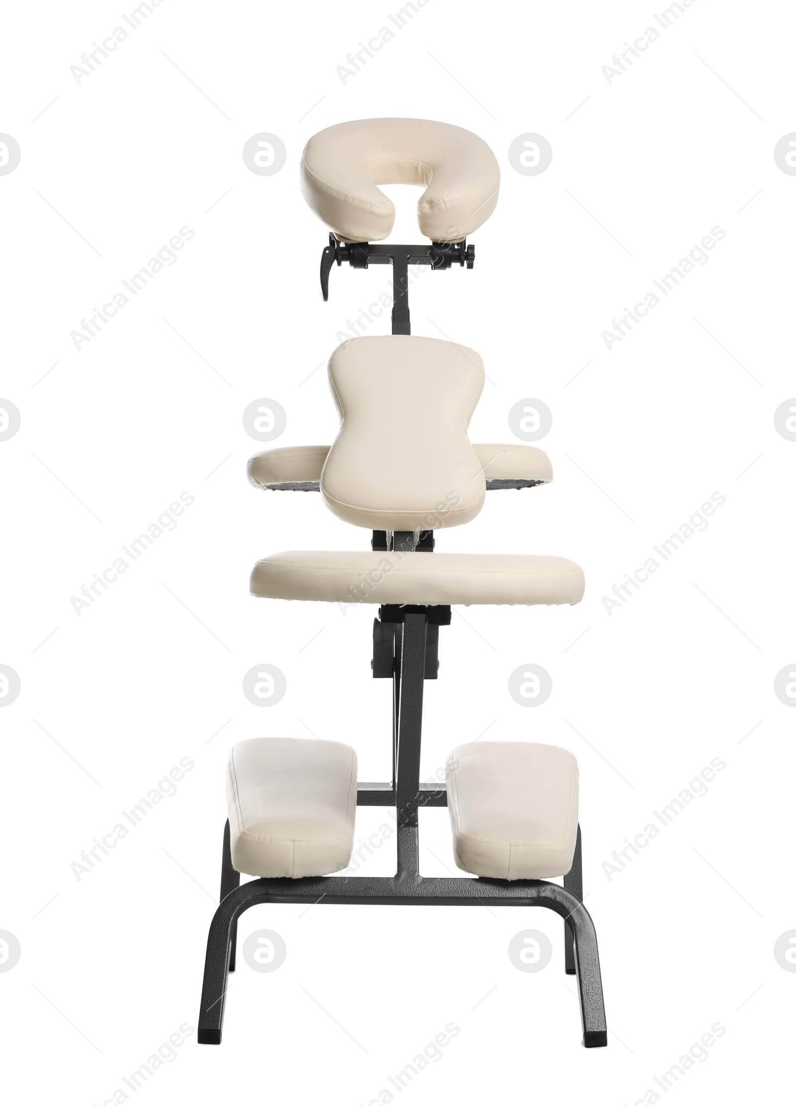 Photo of Modern massage chair isolated on white. Medical equipment