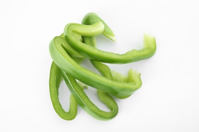 Photo of Cut ripe paprika pepper on white background