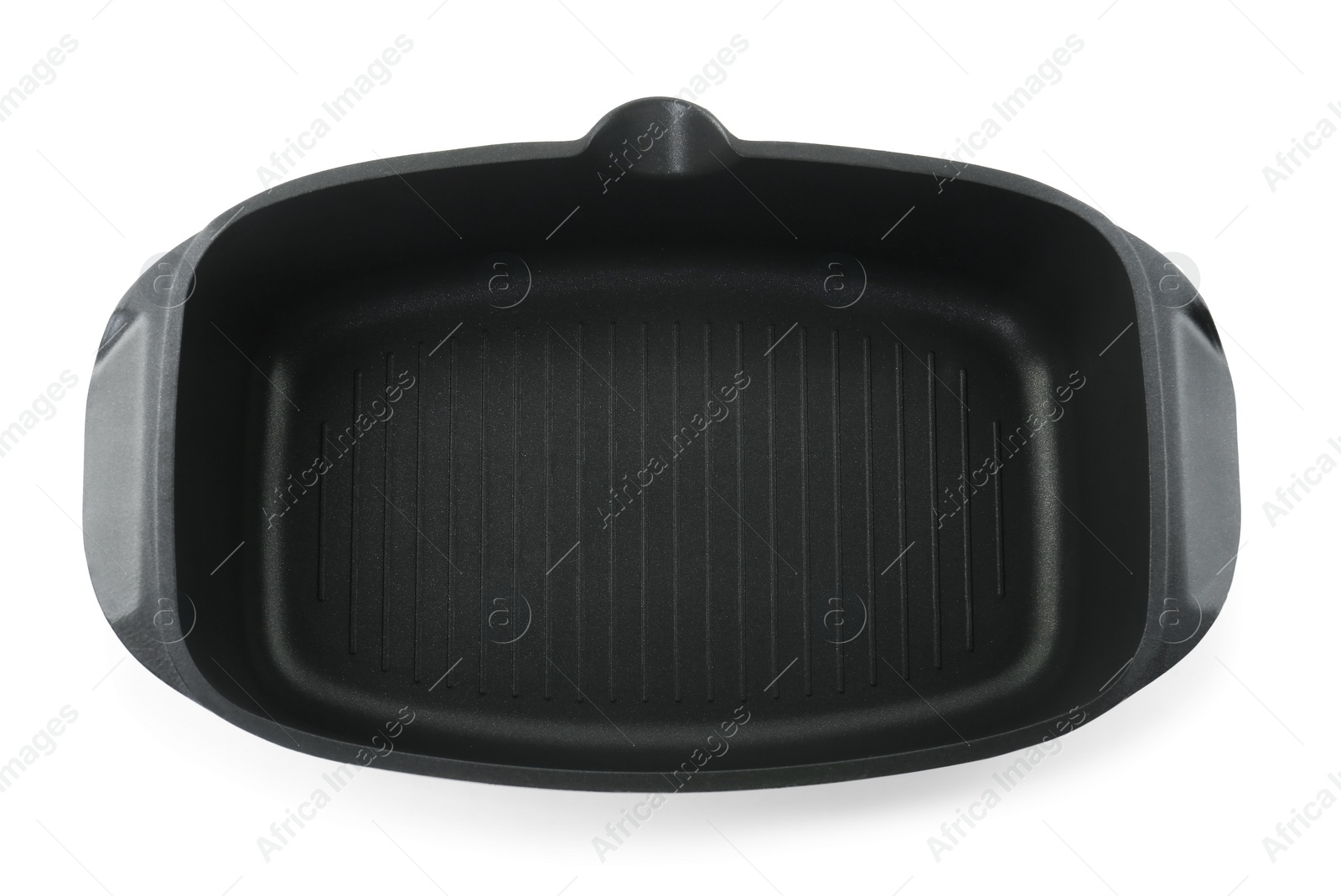 Photo of One black pot isolated on white, top view