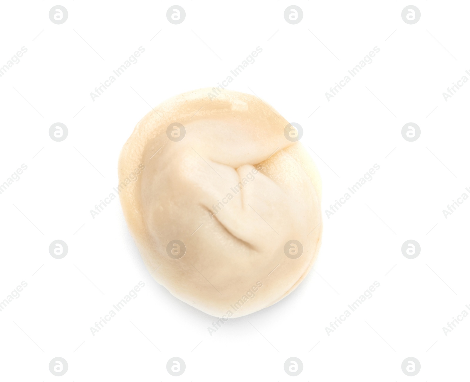 Photo of Fresh boiled dumpling on white background, top view