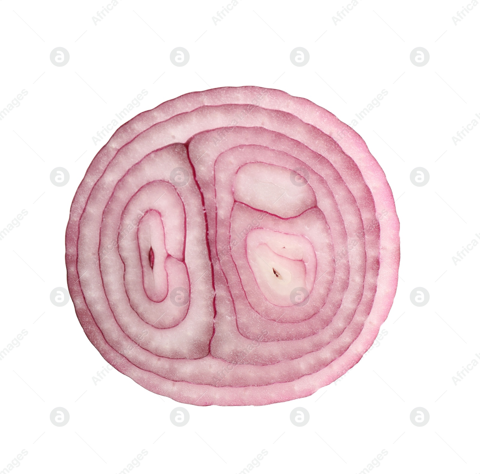 Photo of Ring of ripe red onion isolated on white