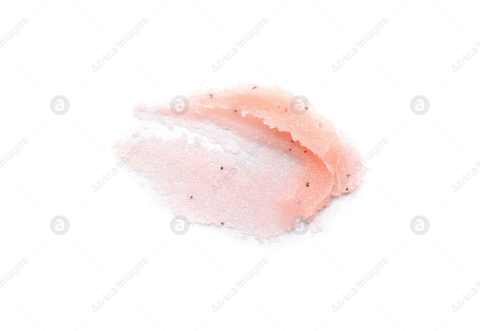 Photo of Smear of pink body scrub isolated on white