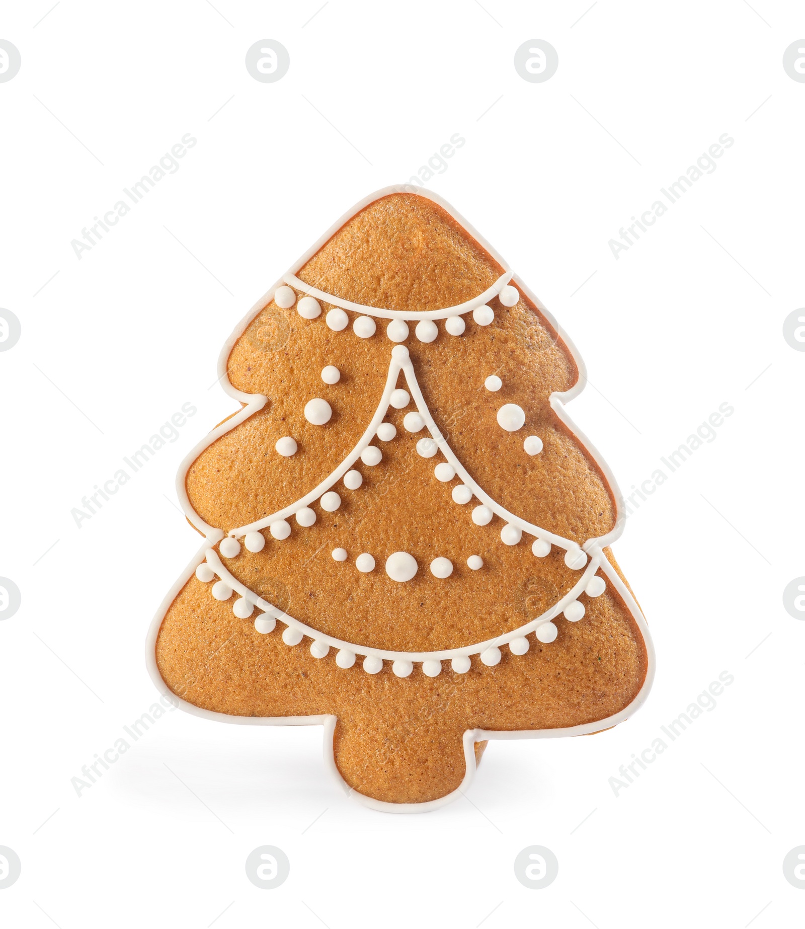 Photo of Christmas tree shaped cookie isolated on white