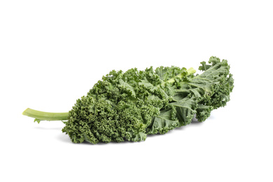 Fresh green kale leaf isolated on white