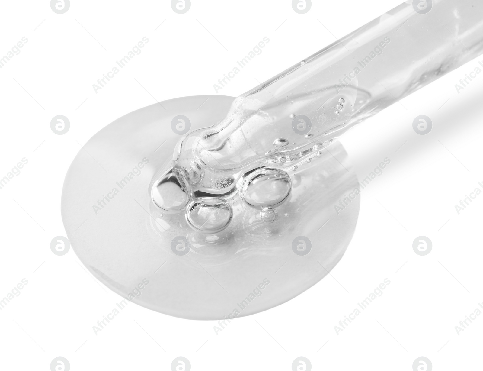 Image of Dropper with serum on white background. Skin care product