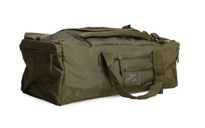 Photo of Army duffle bag isolated on white. Military equipment