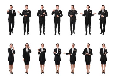 Image of Collage with photos of receptionists on white background