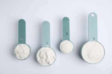 Photo of Amino acid powder on white background, top view