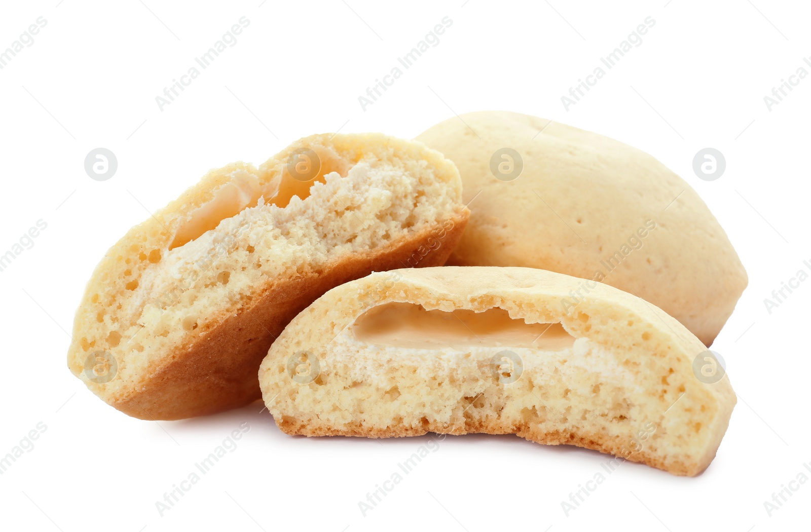 Photo of Tasty cookies for Islamic holidays isolated on white. Eid Mubarak