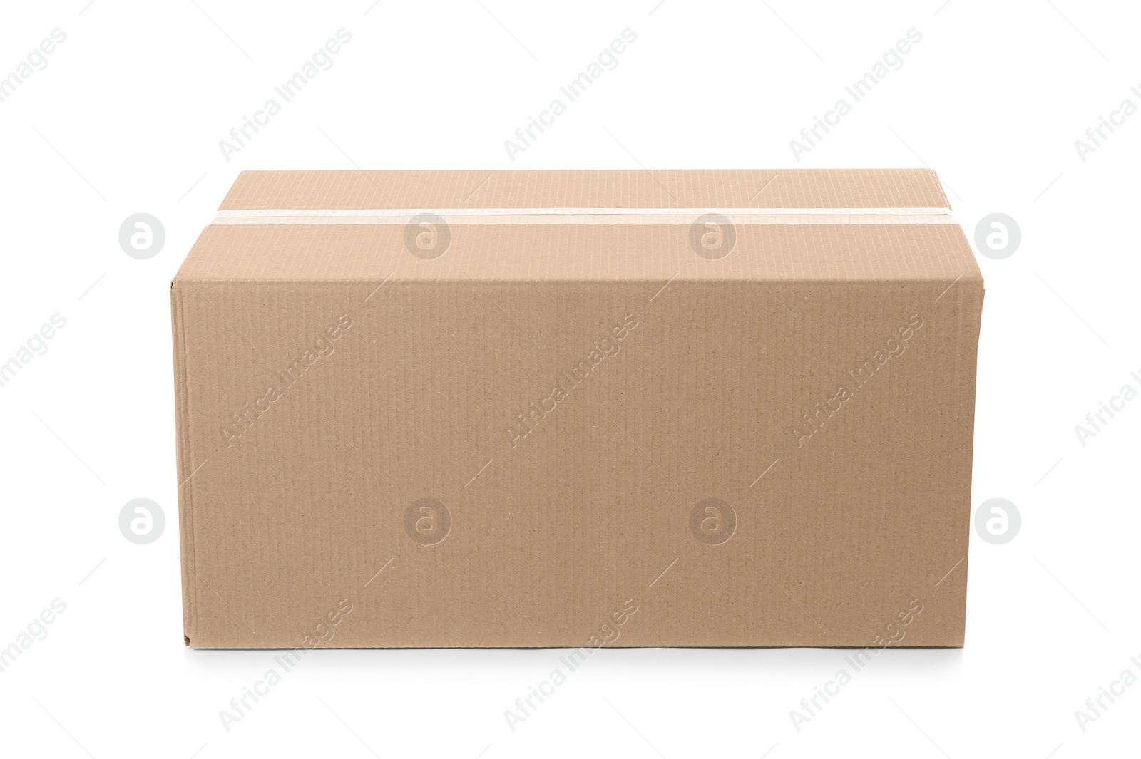 Photo of Cardboard box on white background. Mockup for design