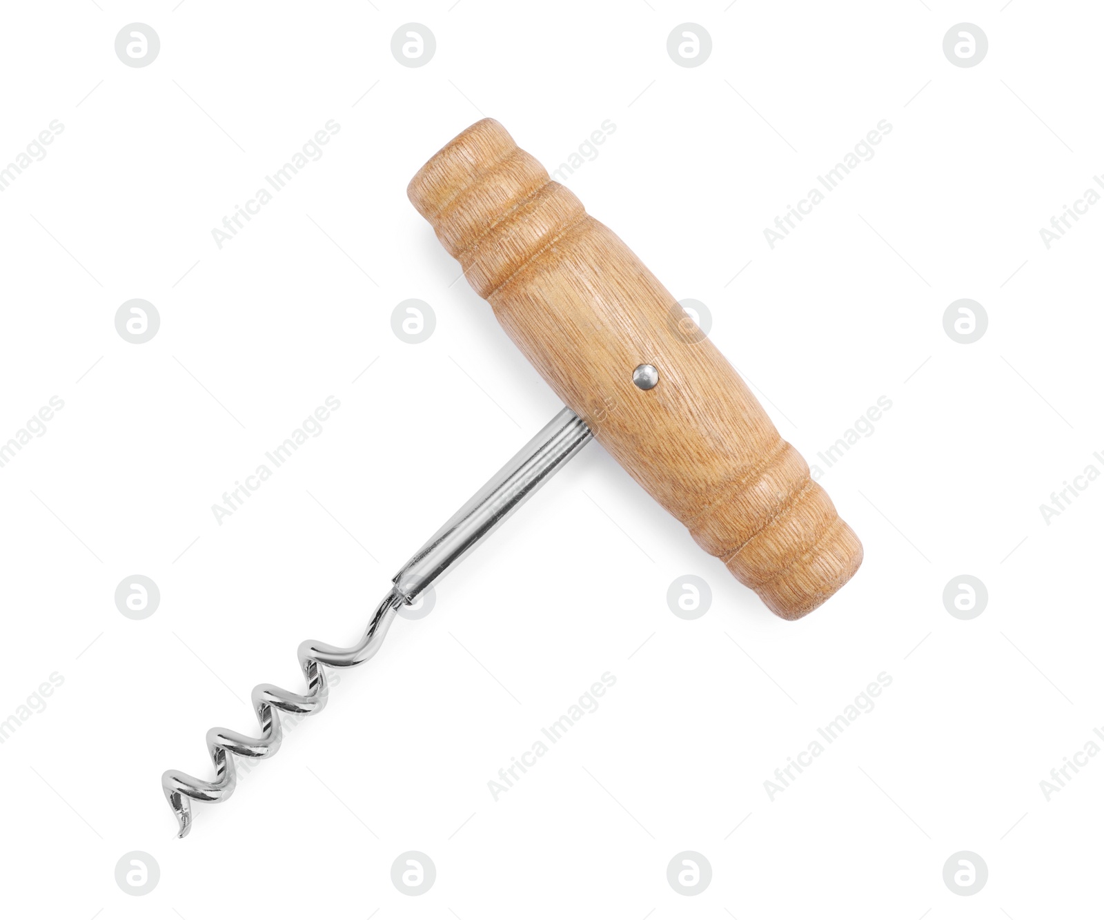 Photo of One corkscrew isolated on white, top view