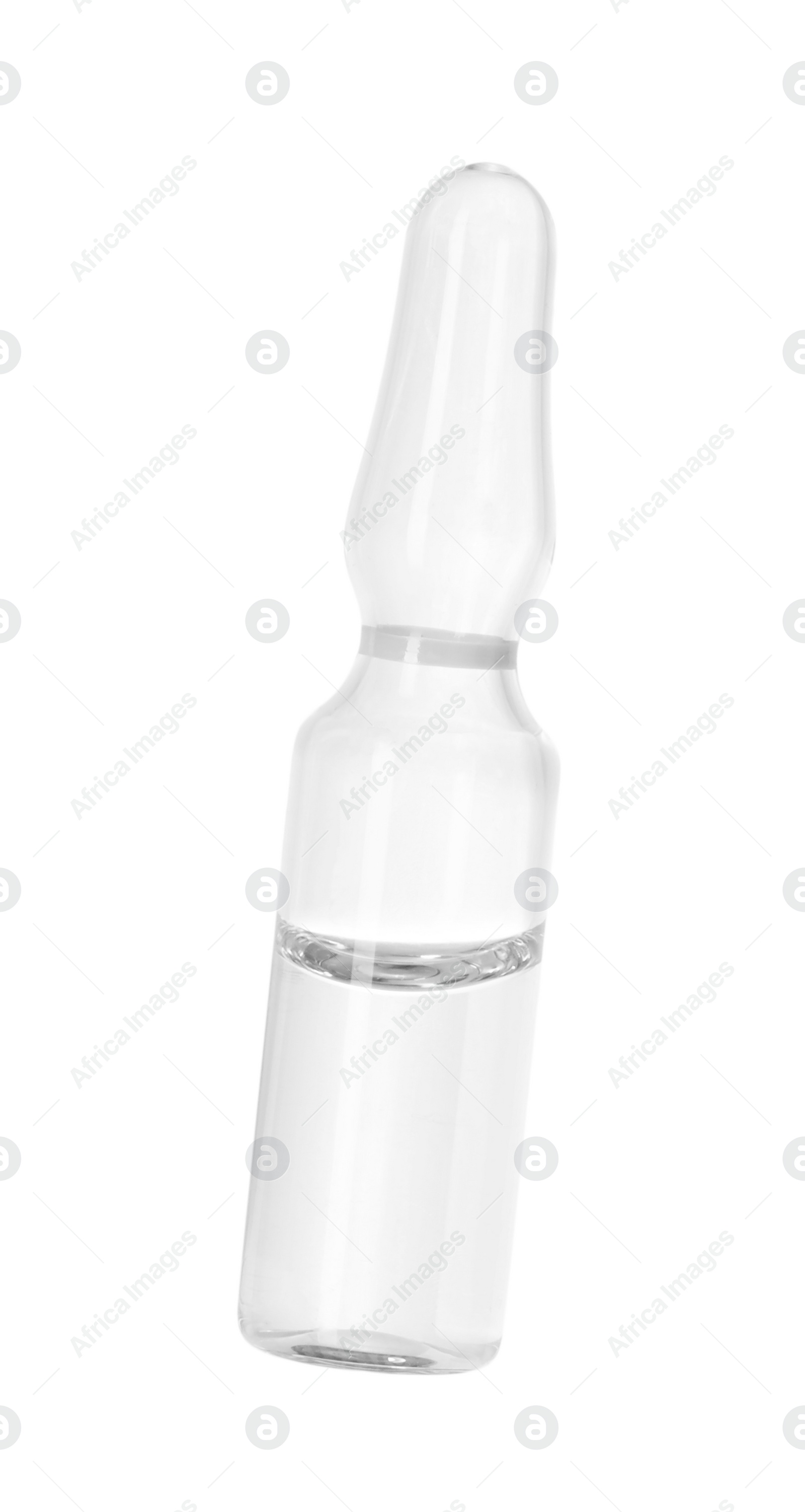 Photo of Glass ampoule with liquid isolated on white