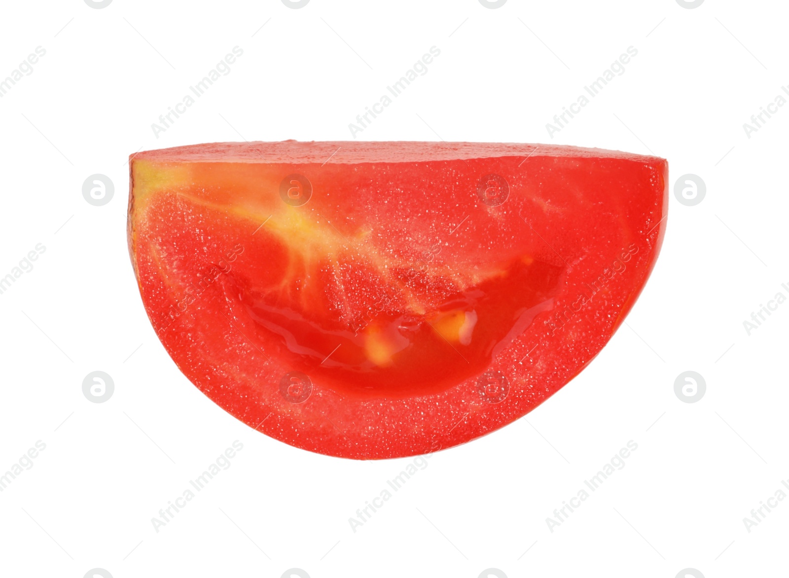 Photo of Piece of ripe cherry tomato isolated on white