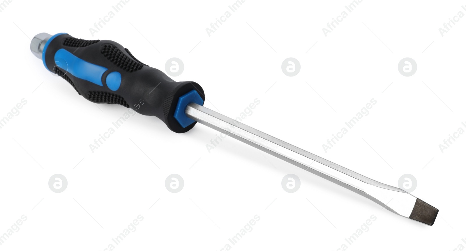 Photo of One screwdriver with color handle isolated on white