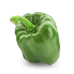 Ripe green bell pepper on white background