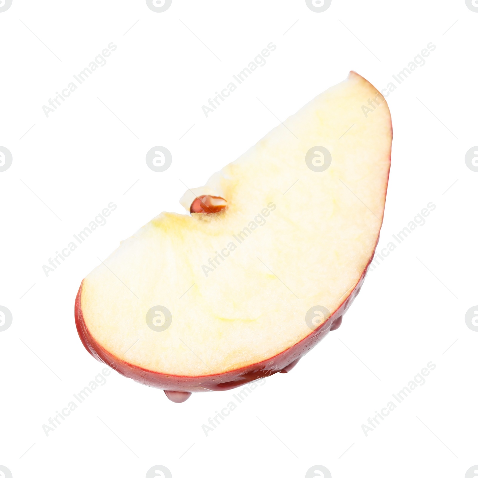 Photo of Piece of ripe red apple isolated on white