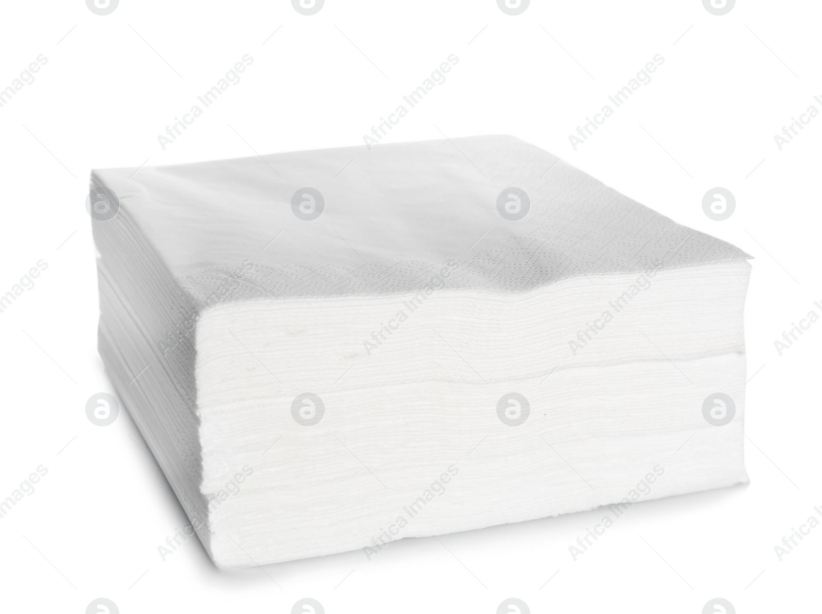 Photo of Stack of clean paper napkins on white background