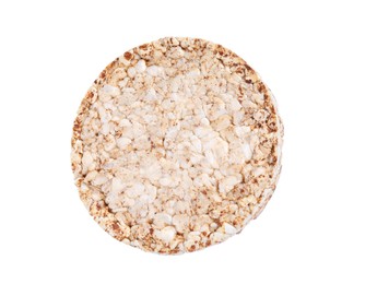 Photo of Tasty crunchy buckwheat cake isolated on white