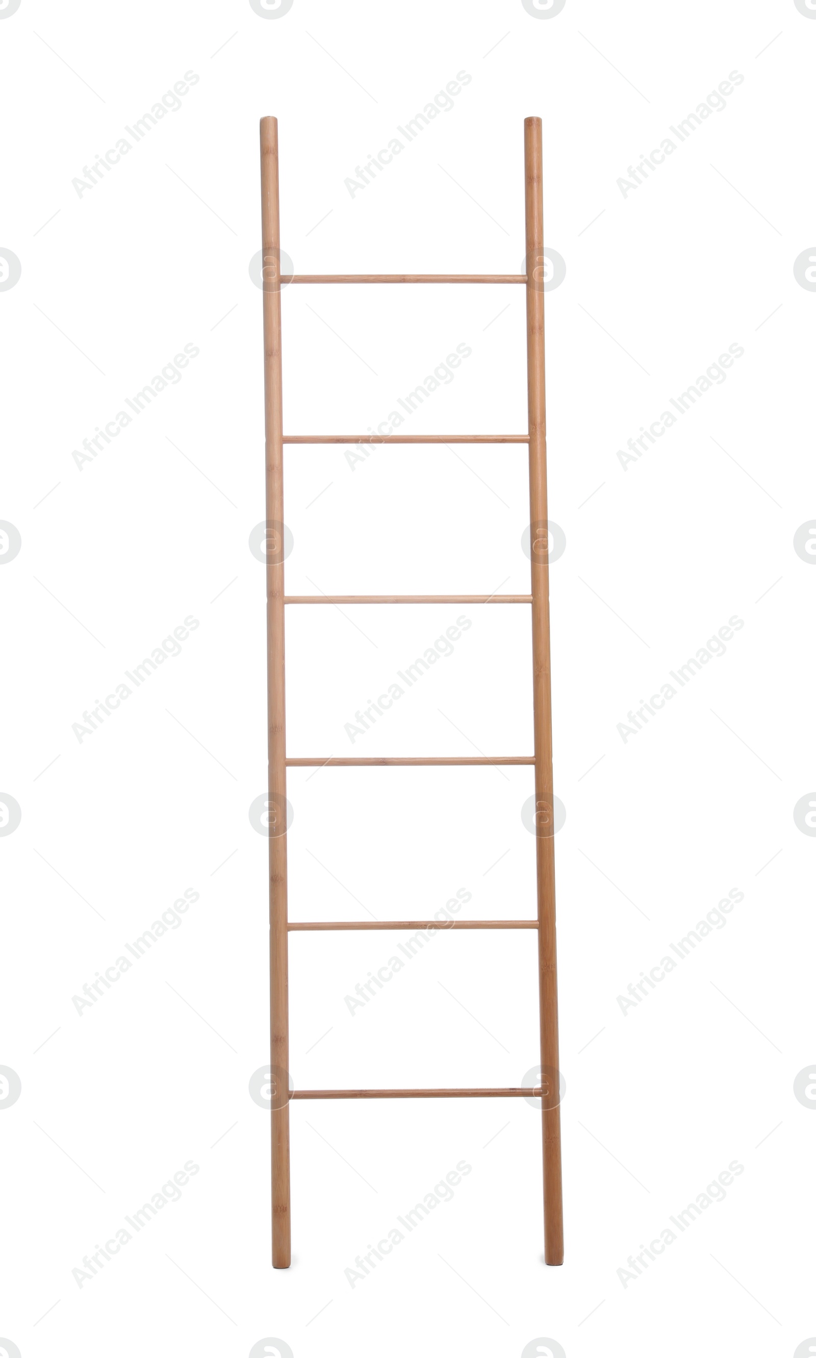 Photo of Modern wooden ladder isolated on white. Construction tool