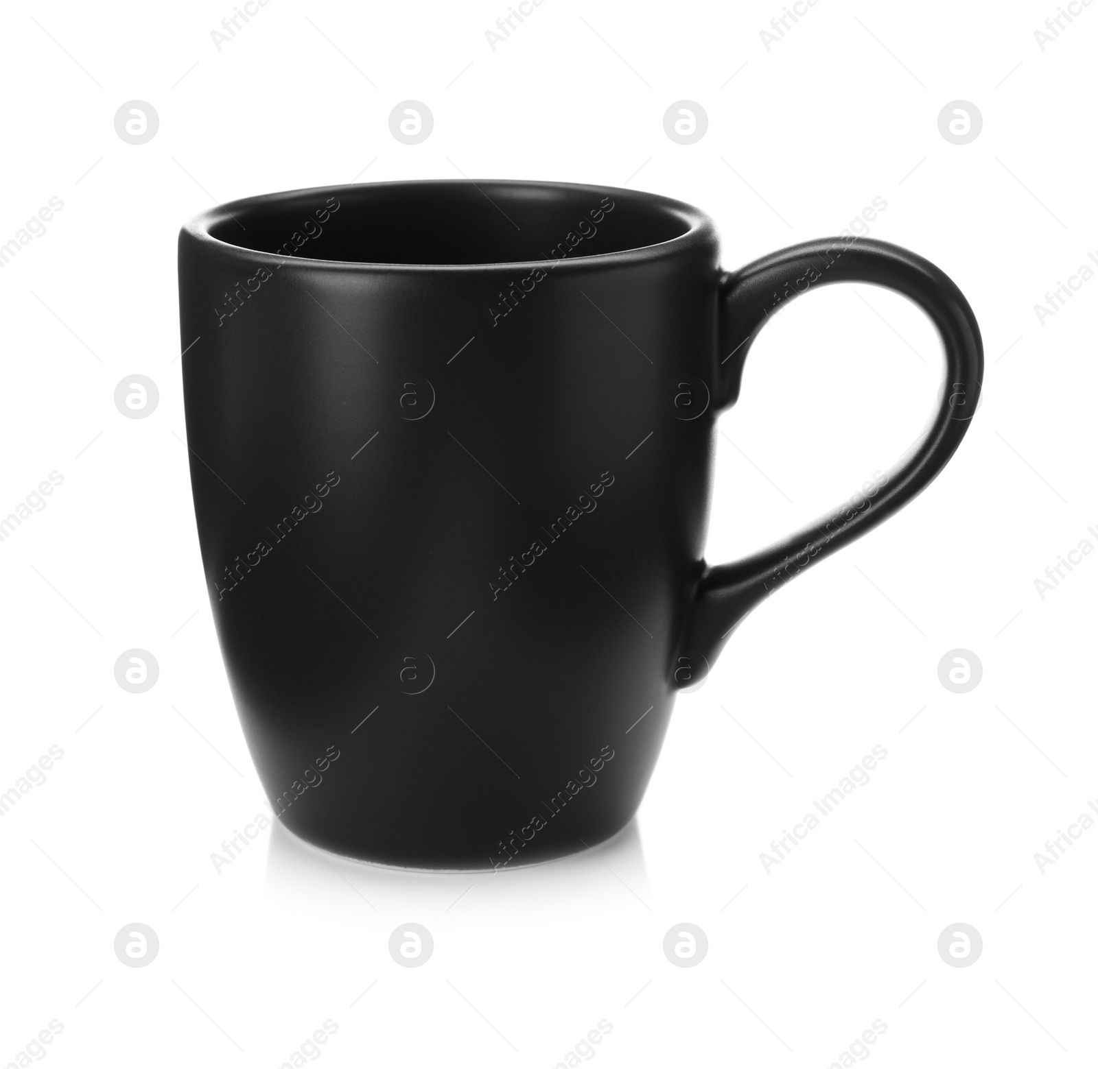 Photo of Empty black ceramic cup isolated on white