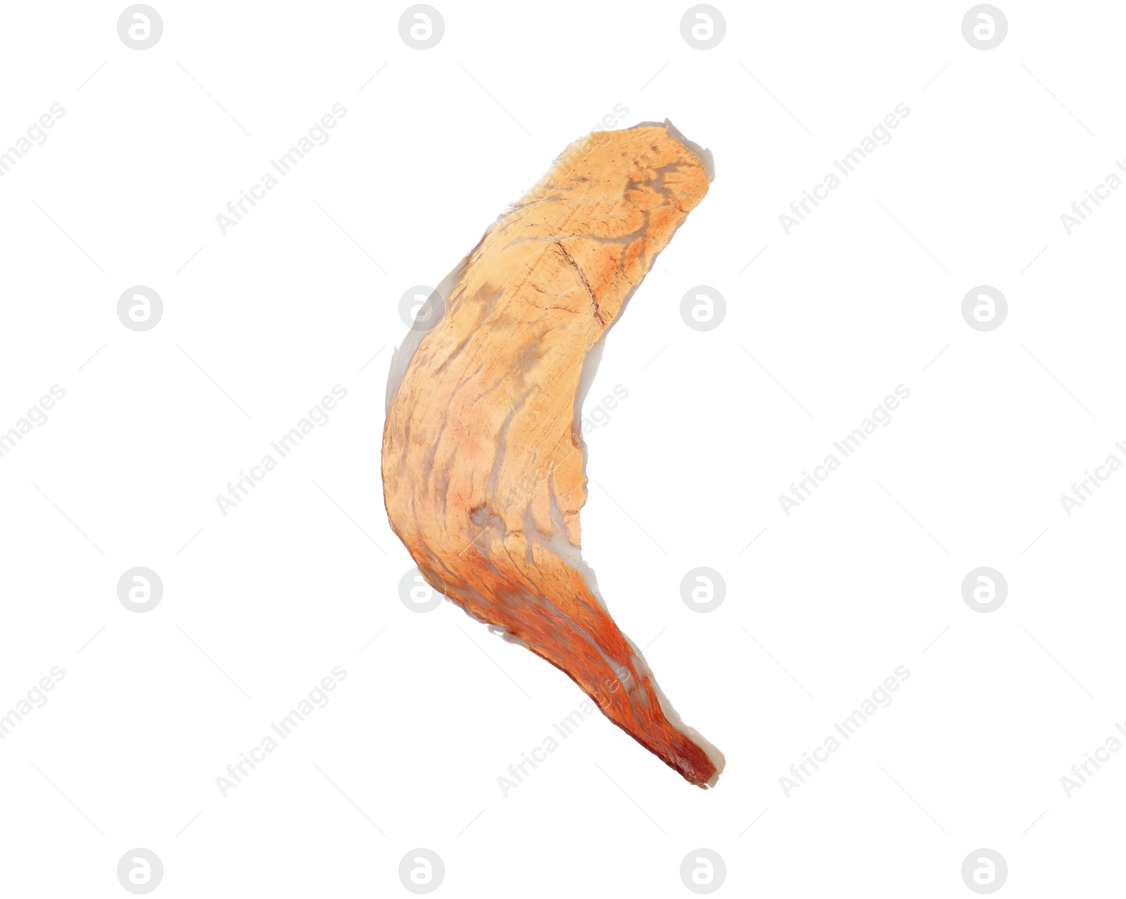 Photo of Slice of tasty prosciutto isolated on white