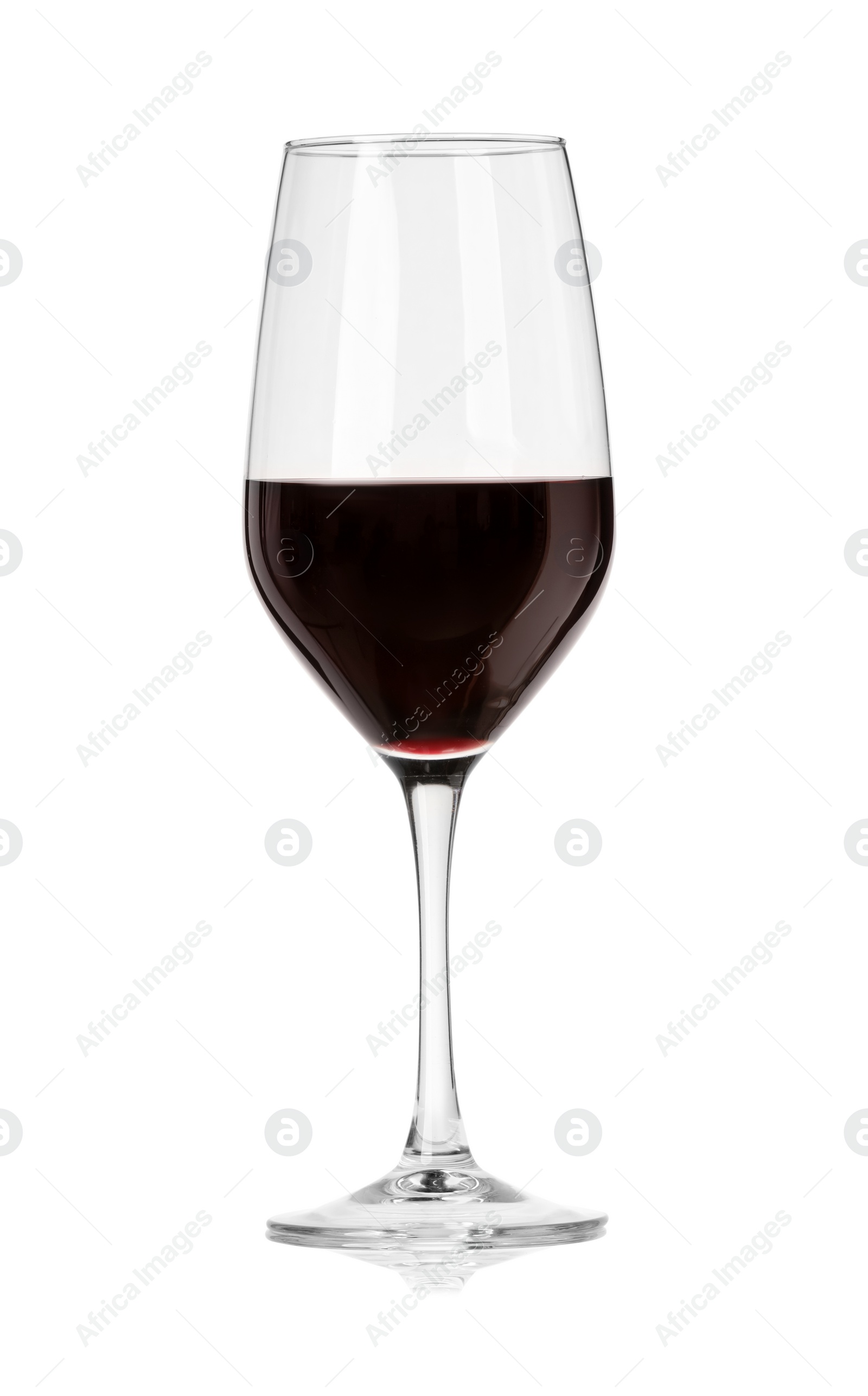 Photo of Red wine in glass isolated on white