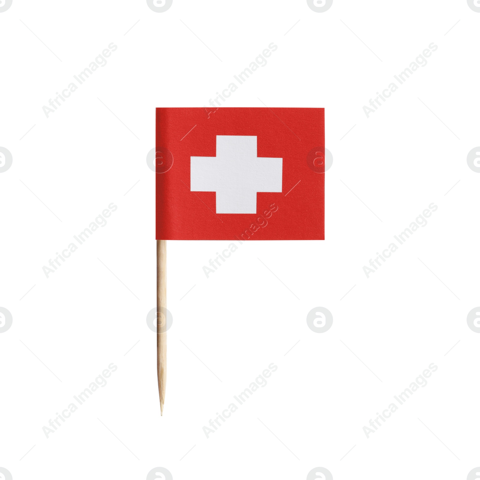 Photo of Small paper flag of Switzerland isolated on white