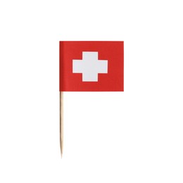 Photo of Small paper flag of Switzerland isolated on white