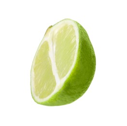 Citrus fruit. Sliced fresh ripe lime isolated on white