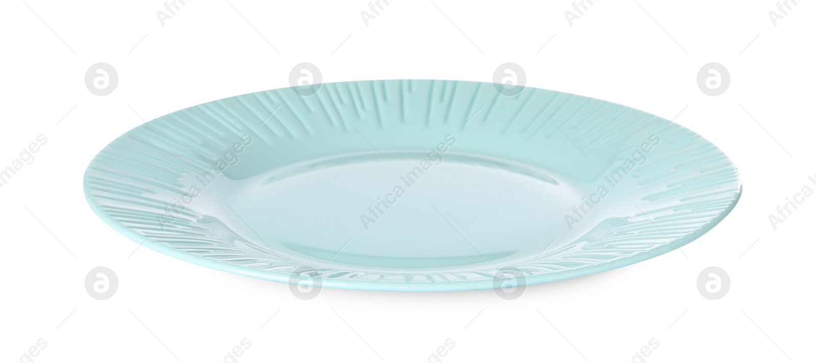 Photo of One beautiful ceramic plate isolated on white