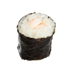 Photo of Delicious fresh sushi roll with shrimp isolated on white