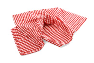 One red plaid napkin isolated on white