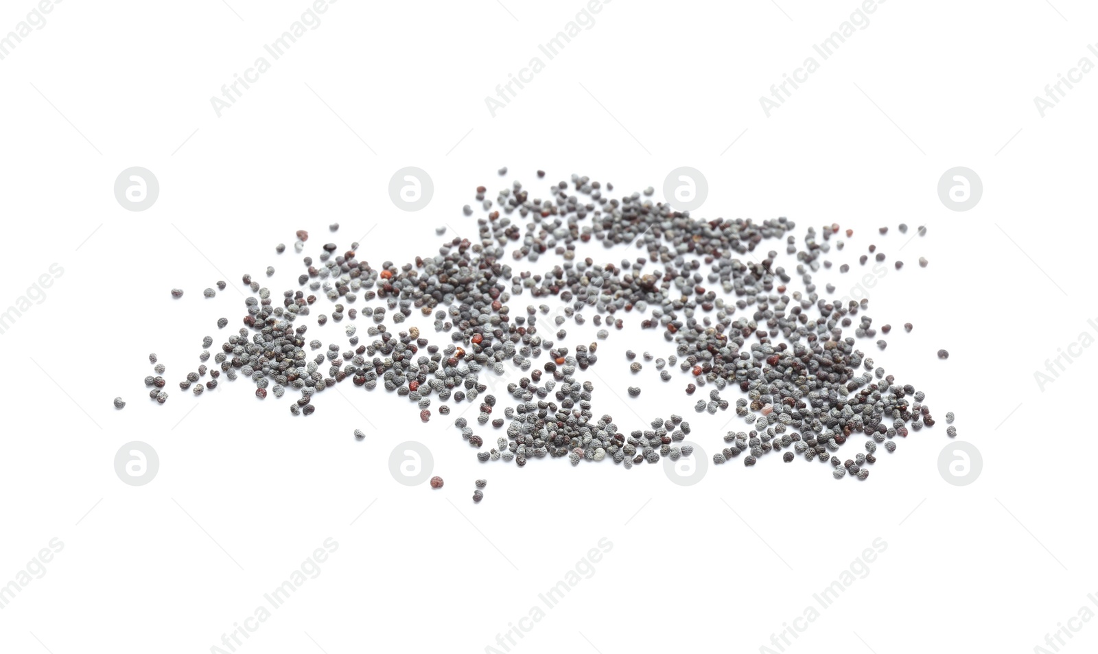 Photo of Dry black poppy seeds isolated on white