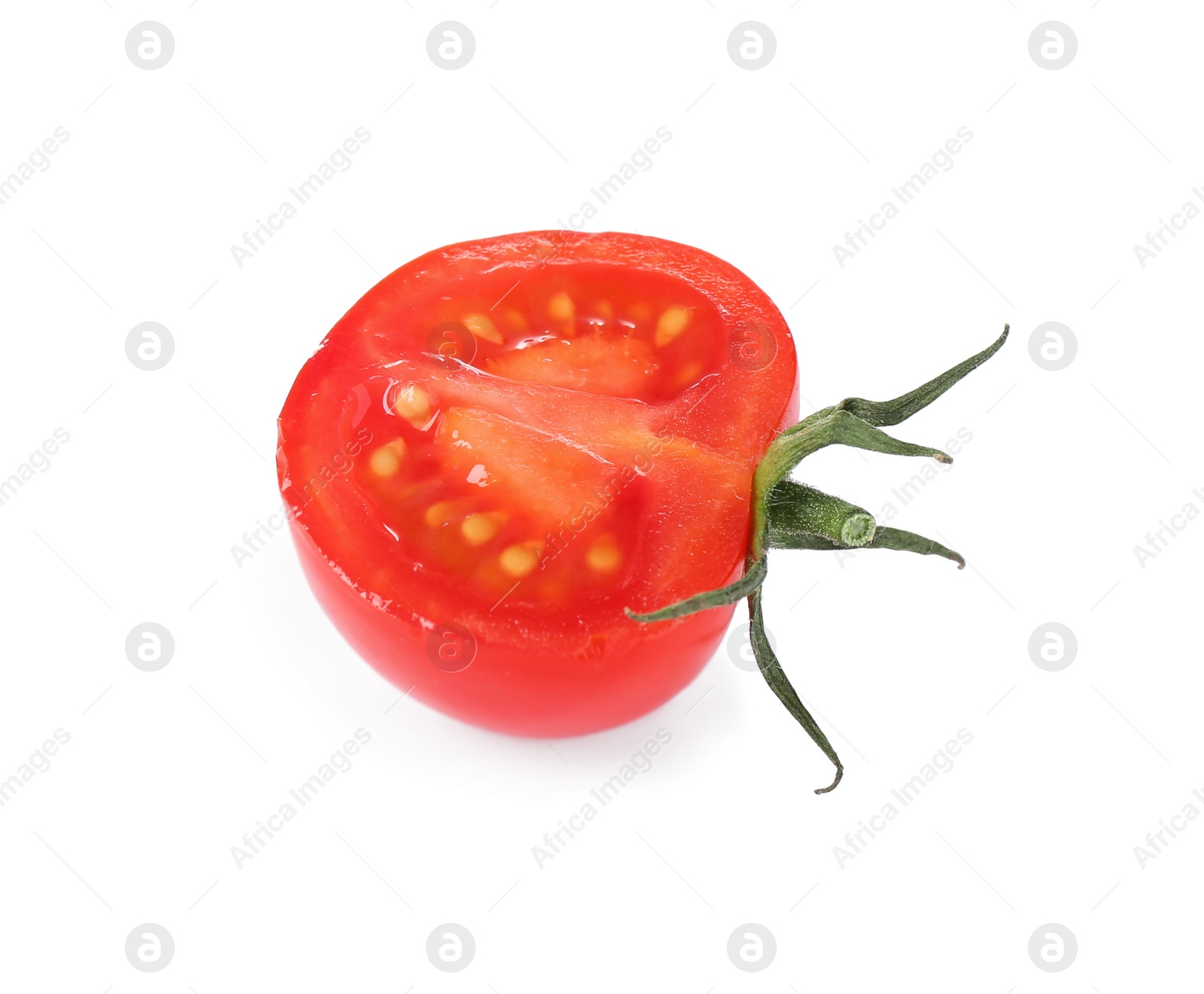 Photo of Half of tasty raw tomato isolated on white