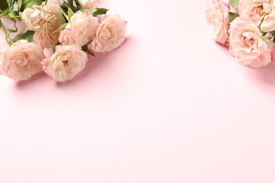 Photo of Happy Mother's Day. Beautiful roses on pink background, space for text